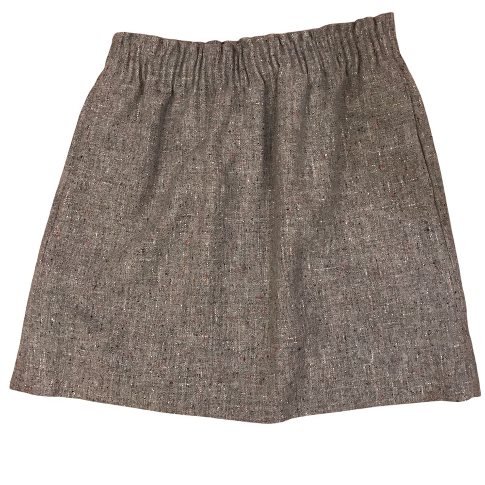 J Crew Wool blend mini skirt with Elastic Waistband and Ruffles size 4 gray